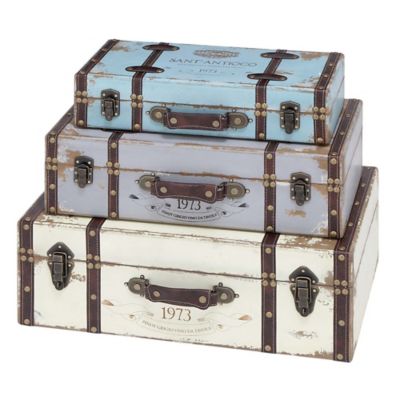 Image showing  Multicolor Wood Farmhouse Trunk Set, Assorted, 3 pc.
