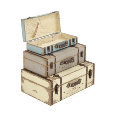 Image showing  Multicolor Wood Farmhouse Trunk Set, Assorted, 3 pc.