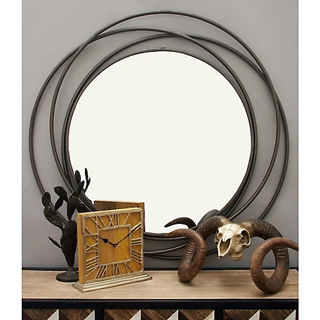 Harper & Willow Gray Metal Overlapping Circles Frame Wall Mirror, 42 in. x 2 in. x 40 in., 65598