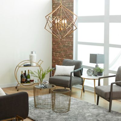 Harper & Willow 4-Light Iron Modern Caged Chandelier, 30 in. x 25 in. x 25 in., Gold