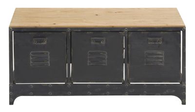 Image showing  Industrial Wood Storage Bench, 19 in. x 39 in., Black