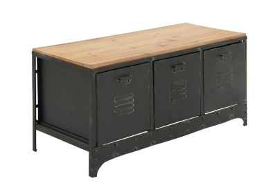 Image showing  Industrial Wood Storage Bench, 19 in. x 39 in., Black