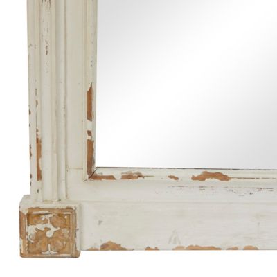 Image showing  Cream Wood Carved Floral Wall Mirror with Distressing 59" x 4" x 36", 14839