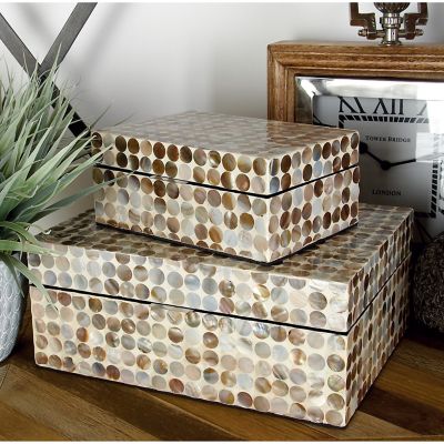 Harper & Willow Multicolor Mother of Pearl Coastal Box, 8 in., 12 in., 2 pc.