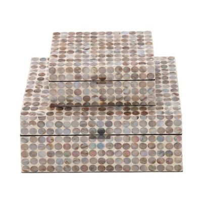 Image showing  Multicolor Mother of Pearl Coastal Box, 8 in., 12 in., 2 pc.