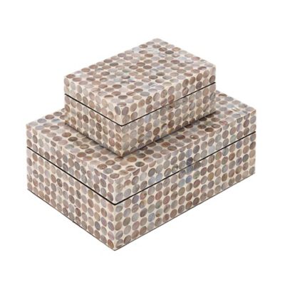 Image showing  Multicolor Mother of Pearl Coastal Box, 8 in., 12 in., 2 pc.