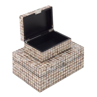 Image showing  Multicolor Mother of Pearl Coastal Box, 8 in., 12 in., 2 pc.