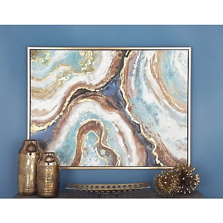 Harper & Willow Multicolor Glam Abstract Oyster Canvas Wall Art, 36 in. x 47 in.