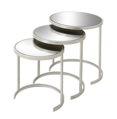 Image showing  Silver Tin Contemporary Accent Tables, 21 in., 19 in., 17 in., 3 pc.