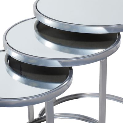 Image showing  Silver Tin Contemporary Accent Tables, 21 in., 19 in., 17 in., 3 pc.