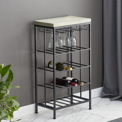 Harper & Willow Black Metal Contemporary Standing Wine Rack, 19" x 11" x 36"