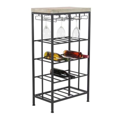 Image showing  Black Metal Contemporary Standing Wine Rack, 19" x 11" x 36"