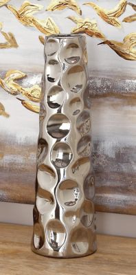 Harper & Willow Ceramic Glam Vase, 20 in. x 6 in. x 6 in., Silver