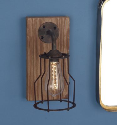 Harper & Willow 11 in. Indoor LED Iron Industrial Wall Sconce, Brown