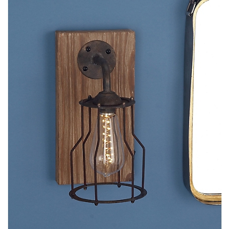Harper & Willow Brown Iron Industrial LED Wall Sconce, 11 in. x 6 in. x 8 in.
