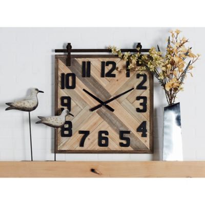 Harper & Willow 27 in. x 24 in. Industrial Wood Wall Clock, Blue