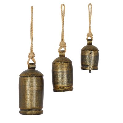 Image showing  Metal Rustic Cow Bells, Bronze, 22 in., 16 in., 13 in., 3-Pack