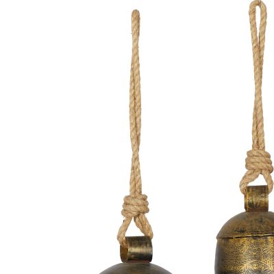Image showing  Metal Rustic Cow Bells, Bronze, 22 in., 16 in., 13 in., 3-Pack