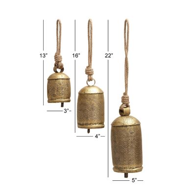 Image showing 6 th Harper & Willow Metal Rustic Cow Bells, Bronze, 22 in., 16 in., 13 in., 3-Pack