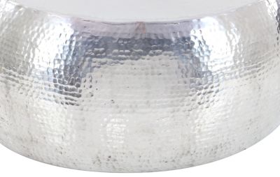 Image showing  Hammered Aluminum Drum-Shaped Coffee Table, 30 in. x 30 in. x 14 in., Silver