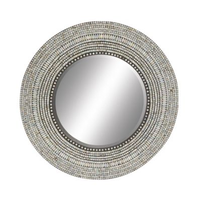 Image showing  Gray Mother of Pearl Handmade Mosaic Wall Mirror 39", 49073