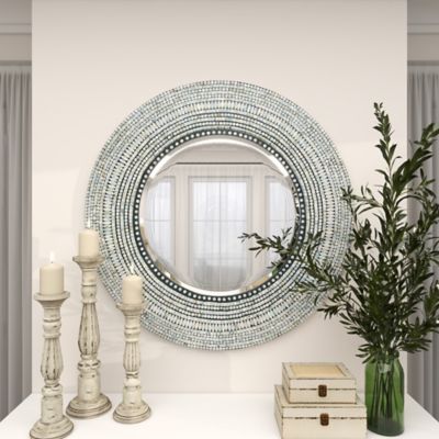 Image showing  Gray Mother of Pearl Handmade Mosaic Wall Mirror 39", 49073