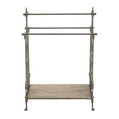 Image showing  Black Vintage Metal Towel Rack with Shelf, 41 in. x 28 in.