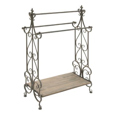 Image showing  Black Vintage Metal Towel Rack with Shelf, 41 in. x 28 in.
