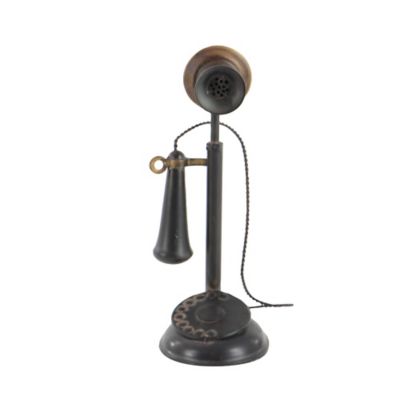 Image showing  Iron Vintage Antique Phone Decor, 13 in. x 5 in. x 5 in., Black