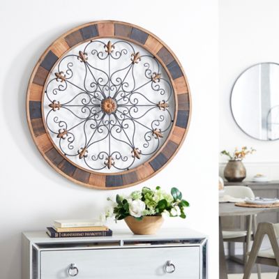 Harper & Willow Brown Rustic Ornamental Metal Wall Decor, 35 in. x 35 in.