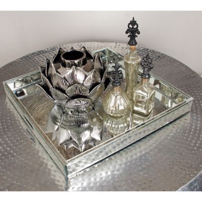 Harper & Willow Wooden Glam Tray, 2 in. x 20 in. x 20 in., Silver