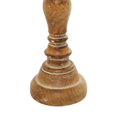 Image showing  Assorted Mango Wood Handmade Candle Holder with Turned Style, Brown, 3-Pack