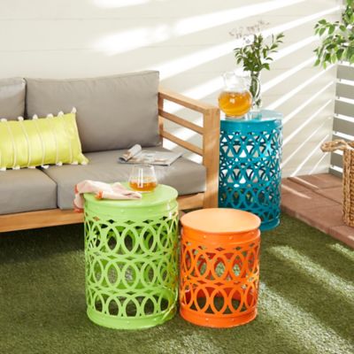 Harper & Willow Multicolor Metal Coastal Accent Table, 3 pc.