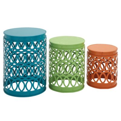 Image showing  Multicolor Metal Coastal Accent Tables, 3-Pack