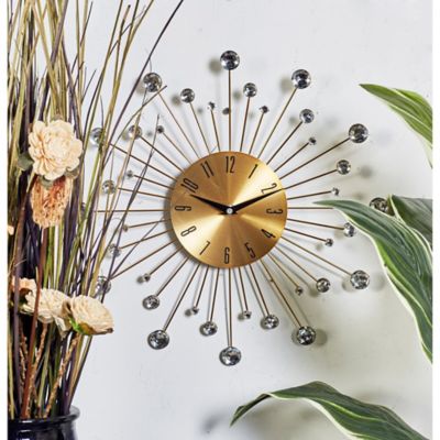 Harper & Willow 15 in. x 15 in. Glam Metal Wall Clock, Gold