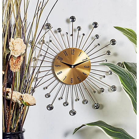 Harper & Willow 15 in. x 15 in. Glam Metal Wall Clock, Gold