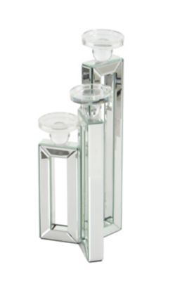 Image showing  21 in. Wood Glam Candlestick Holders, Silver