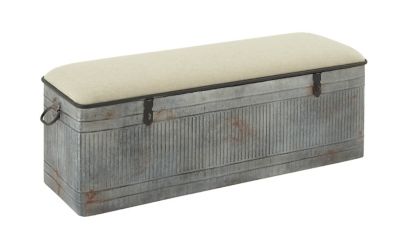 Image showing  Iron and Fabric Farmhouse Bench