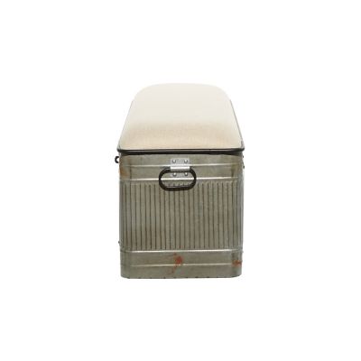 Image showing  Iron and Fabric Farmhouse Bench