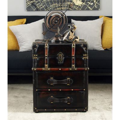 Harper & Willow 18 in. x 18 in. x 23 in. 2-Drawer Traditional Wood Cabinet, Dark Brown