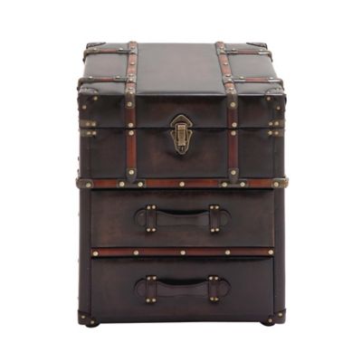 Image showing  18 in. x 18 in. x 23 in. 2-Drawer Traditional Wood Cabinet, Dark Brown