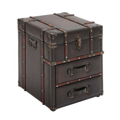Image showing  18 in. x 18 in. x 23 in. 2-Drawer Traditional Wood Cabinet, Dark Brown