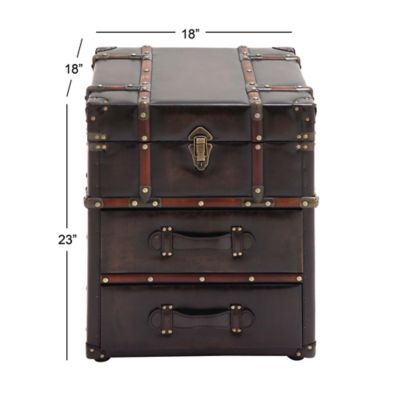Image showing  18 in. x 18 in. x 23 in. 2-Drawer Traditional Wood Cabinet, Dark Brown