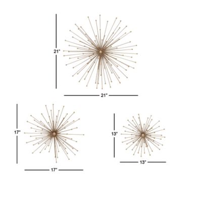 Image showing  Gold Metal Modern Wall Decor, 13 in., 17 in., 21 in., 3 pc.