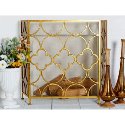 Harper & Willow Gold Metal Contemporary Fireplace Screen, 35 in. x 50 in. x 1 in.