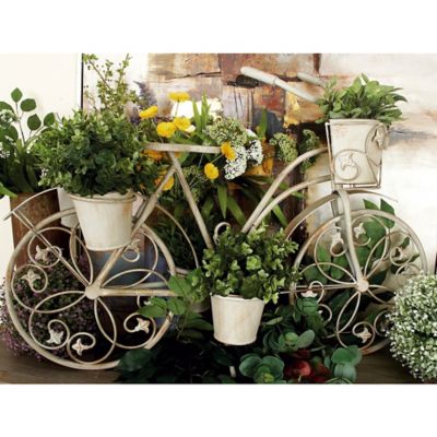 Harper & Willow Metal Vintage Plant Stand Set with 5 Planters, 36 in. x 26 in., Silver