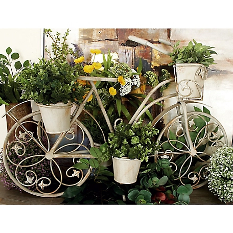 Harper & Willow Silver Metal Vintage Plant Stand Set with 5 Planters, 36 in. x 26 in.