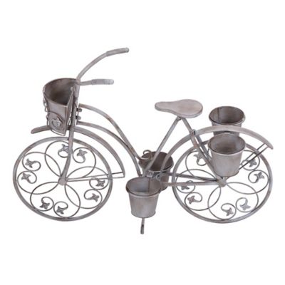 Image showing  Metal Vintage Plant Stand Set with 5 Planters, 36 in. x 26 in., Silver