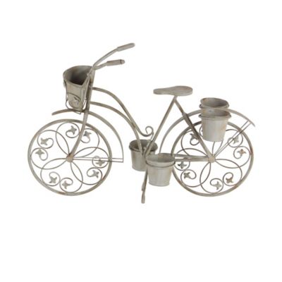 Image showing  Metal Vintage Plant Stand Set with 5 Planters, 36 in. x 26 in., Silver