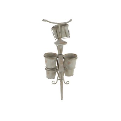 Image showing  Metal Vintage Plant Stand Set with 5 Planters, 36 in. x 26 in., Silver